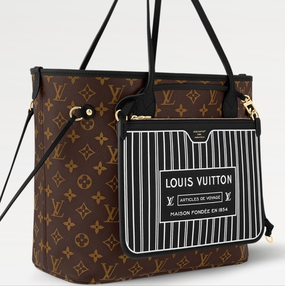 BNEW LOUIS VUITTON NEVERFULL REVERSIBLE INSIDE OUT POCHETTE POUCH BLACK WHITE - Picture 17 of 17